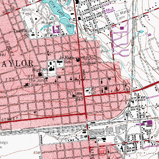 Topographic Map of First Presbyterian Church, TX