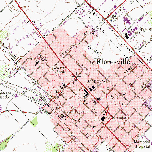 Topographic Map of Sacred Heart Catholic Church, TX