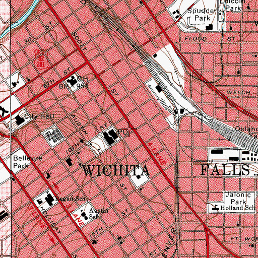 Topographic Map of United Methodist Church - Wichita Falls, TX