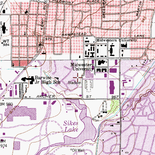 Topographic Map of Westminster Presbyterian Church, TX