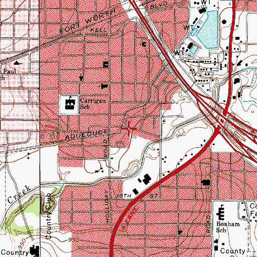 Topographic Map of Metropolitan Community Church of Wichita Falls, TX