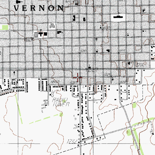 Topographic Map of East Side Baptist Church, TX