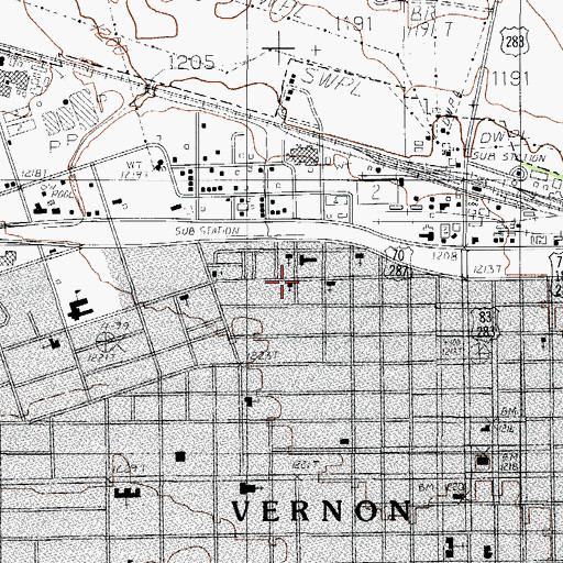Topographic Map of Wood Saint Baptist Church, TX