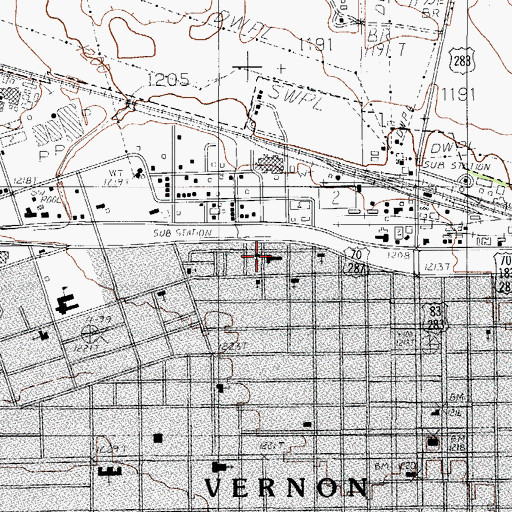 Topographic Map of Wood Street Church of Christ, TX
