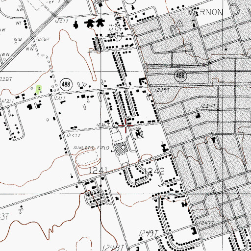 Topographic Map of First Presbyterian Church, TX
