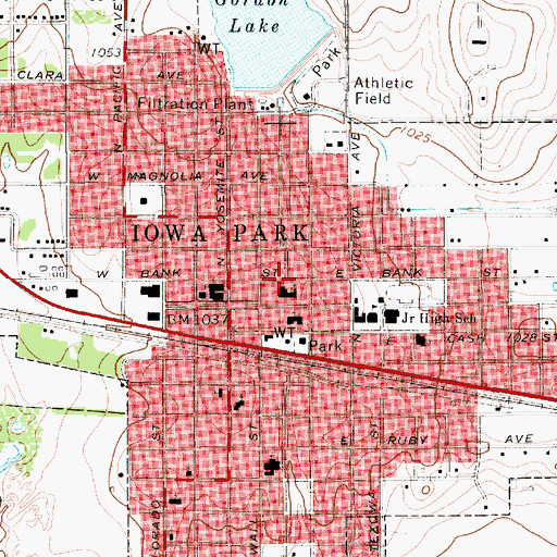 Topographic Map of First United Methodist Church of Iowa Park, TX