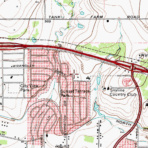 Topographic Map of Shasta Baptist Church, TX
