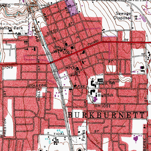 Topographic Map of Burkburnett Church of Christ, TX