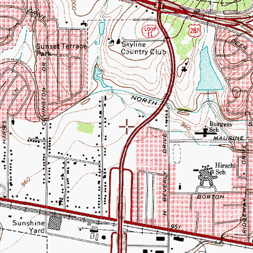 Topographic Map of Church of Christ, TX