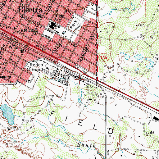Topographic Map of Eastside Church of Christ, TX
