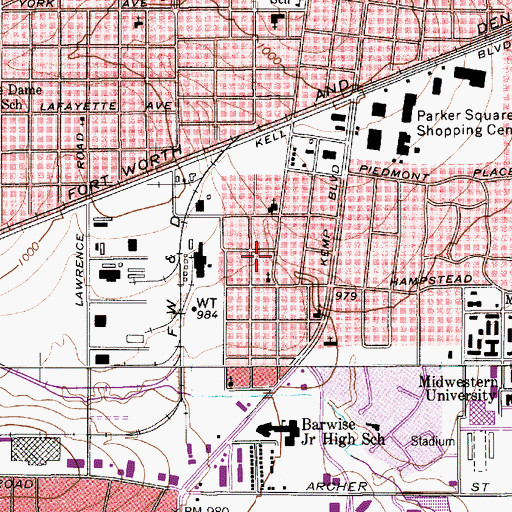 Topographic Map of Grant Street Church of Christ, TX