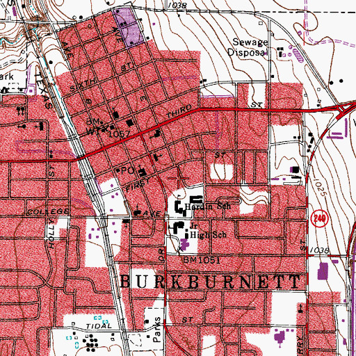 Topographic Map of Burkburnett Church of God, TX