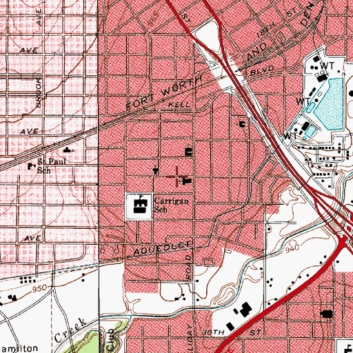 Topographic Map of Church of God of Prophecy, TX