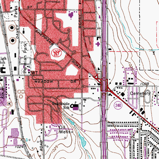 Topographic Map of Saint John the Divine Episcopal Church of Burkburnett, TX