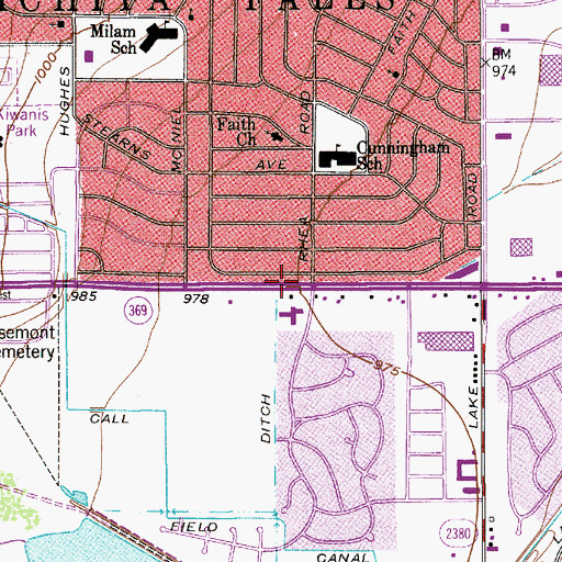 Topographic Map of Faith Baptist Church, TX