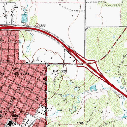 Topographic Map of Hillside Baptist Church, TX