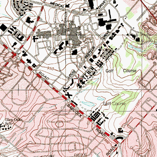 Topographic Map of Oak Park Nursing and Rehabilitation Center, TX