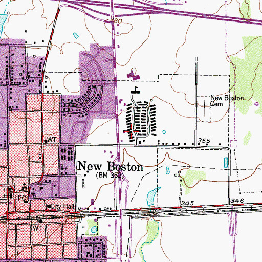 Topographic Map of New Boston Doctors Hospital, TX