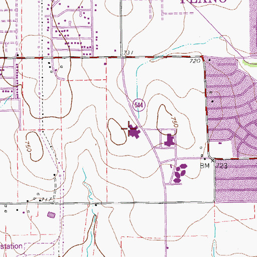 Topographic Map of Plano Specialty Hospital, TX