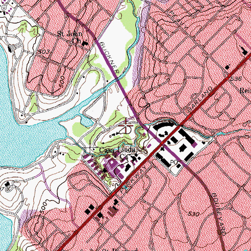Topographic Map of Doctors Hospital at White Rock Lake, TX