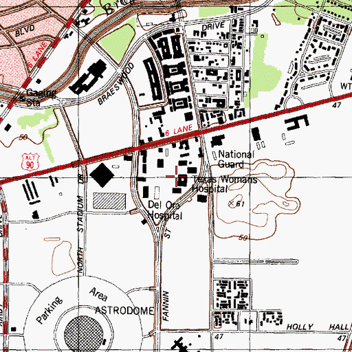 Topographic Map of The Woman's Hospital of Texas, TX