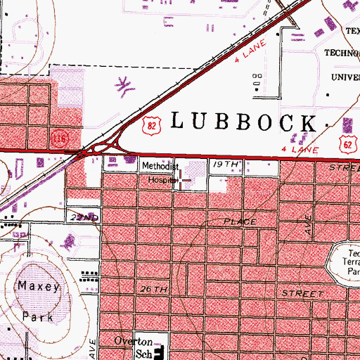 Topographic Map of Covenant Childrens Hospital, TX