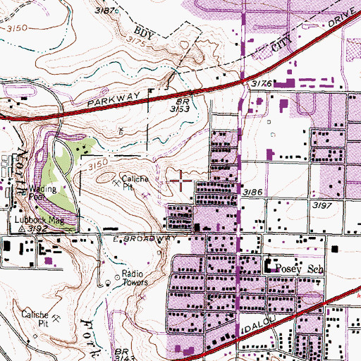Topographic Map of Lubbock Integrated Health Services Hospital, TX