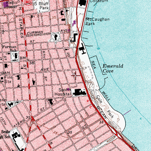 Topographic Map of PAM Specialty Hospital of Corpus Christi North, TX