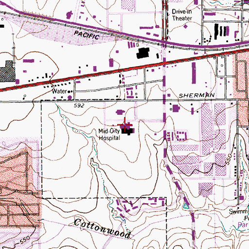 Topographic Map of Dallas - Fort Worth Medical Center - Grand Prairie (historical), TX