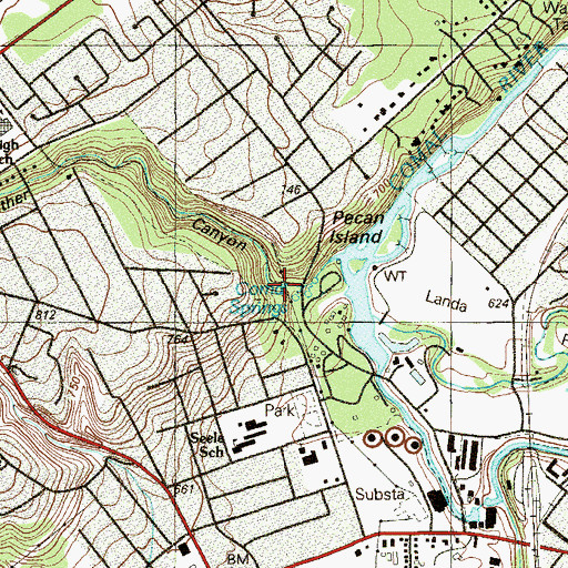 Topographic Map of Comal Springs, TX