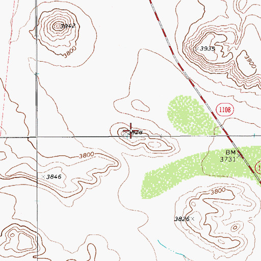 Topographic Map of Delaware Springs, TX