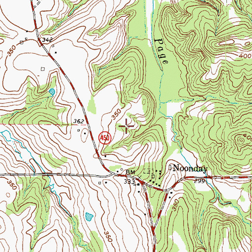 Topographic Map of Hynson Springs, TX