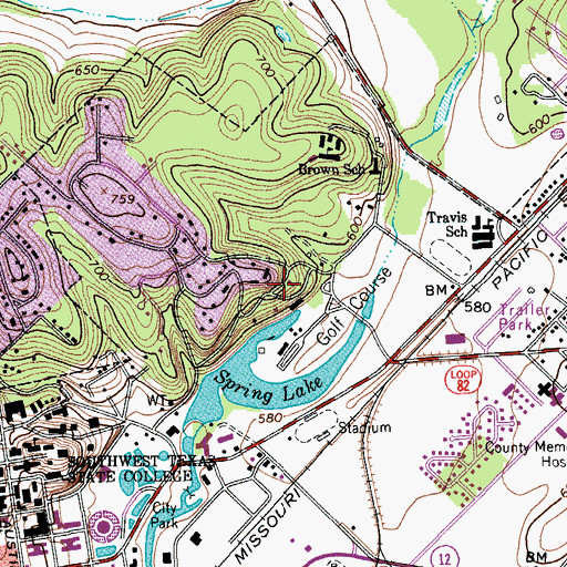 Topographic Map of San Marcos Springs, TX