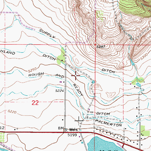 Topographic Map of Highland Ditch, CO
