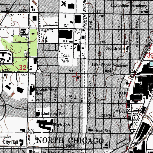 Topographic Map of First Baptist Church (historical), IL