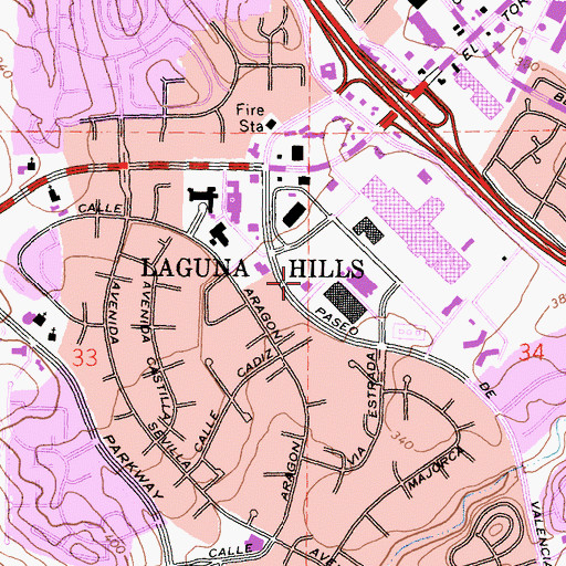 Topographic Map of Laguna Hills Post Office, CA