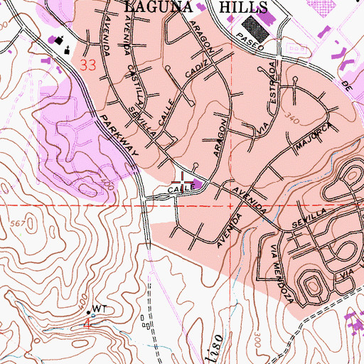 Topographic Map of Laguna Woods Mobile Unit Post Office, CA