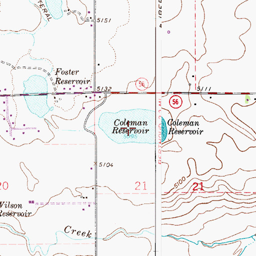 Topographic Map of Coleman Reservoir, CO