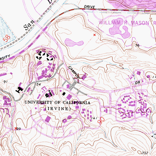 Topographic Map of University Post Office, CA