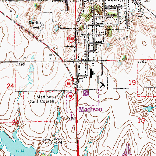 Topographic Map of First Baptist Church, KS