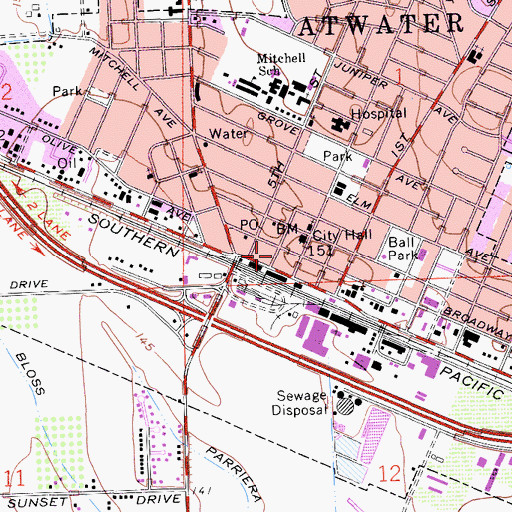 Topographic Map of Veterans Memorial Building, CA