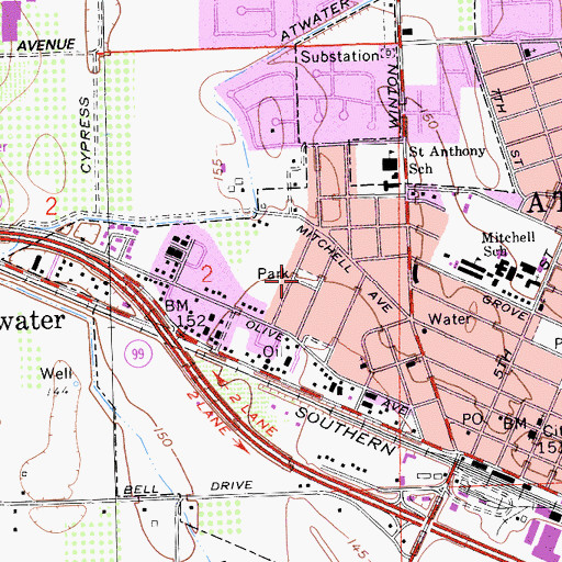 Topographic Map of Heller Park, CA