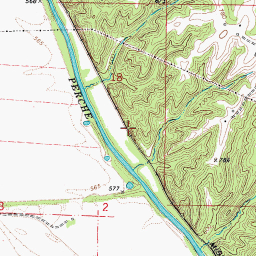 Topographic Map of Roche Perce Natural Arch, MO