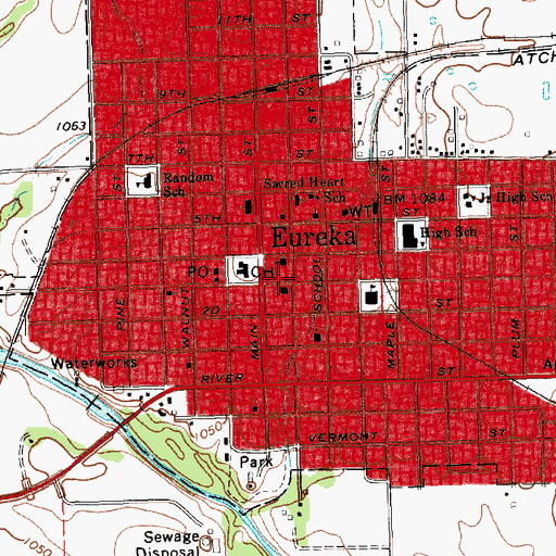 Topographic Map of Christ Lutheran Church, KS