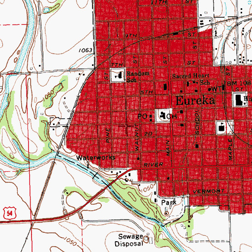 Topographic Map of First Church of God, KS