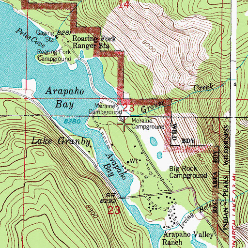 Topographic Map of Moraine Campground, CO