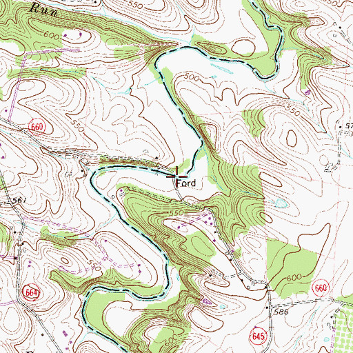 Topographic Map of Clevengers Ford, VA