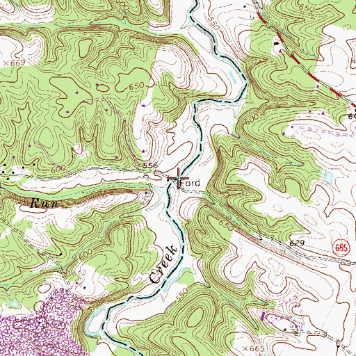 Topographic Map of Sulphur Spring Ford, VA