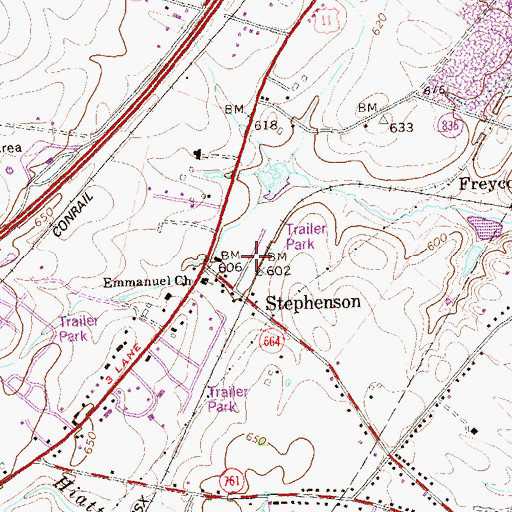 Topographic Map of Spring Meadows Trailer Park, VA