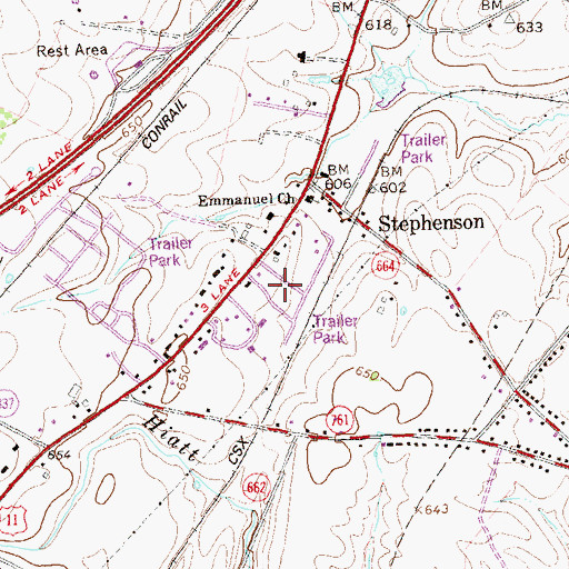 Topographic Map of Wamplers Trailer Park, VA